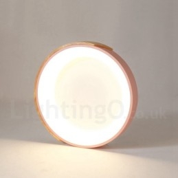 Plafoniera rotonda in legno multicolore dimmerabile con paralume in acrilico stile nordico