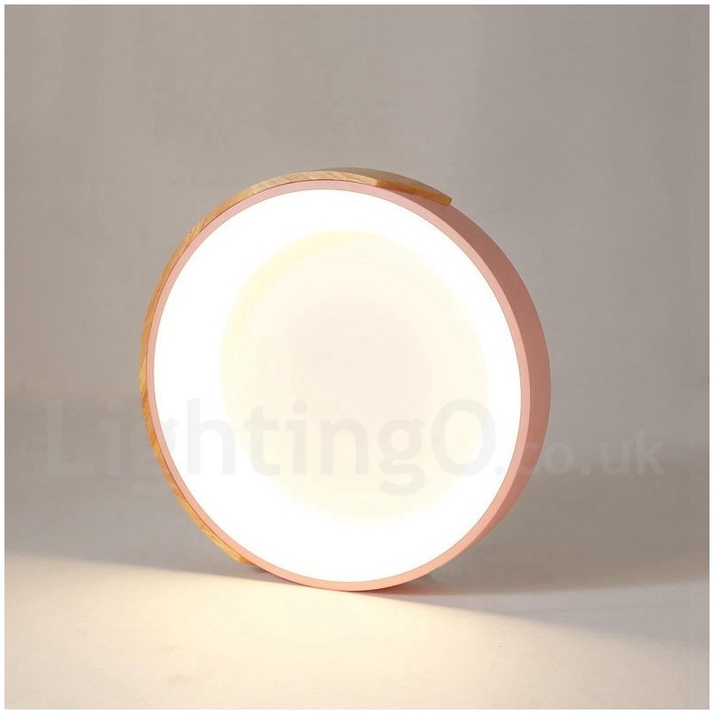 Plafoniera rotonda in legno multicolore dimmerabile con paralume in acrilico stile nordico