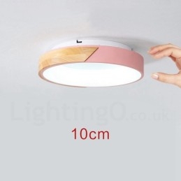 Plafoniera rotonda in legno multicolore dimmerabile con paralume in acrilico stile nordico