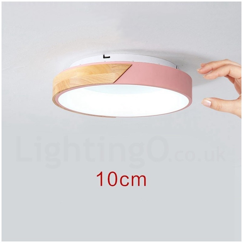 Plafoniera rotonda in legno multicolore dimmerabile con paralume in acrilico stile nordico