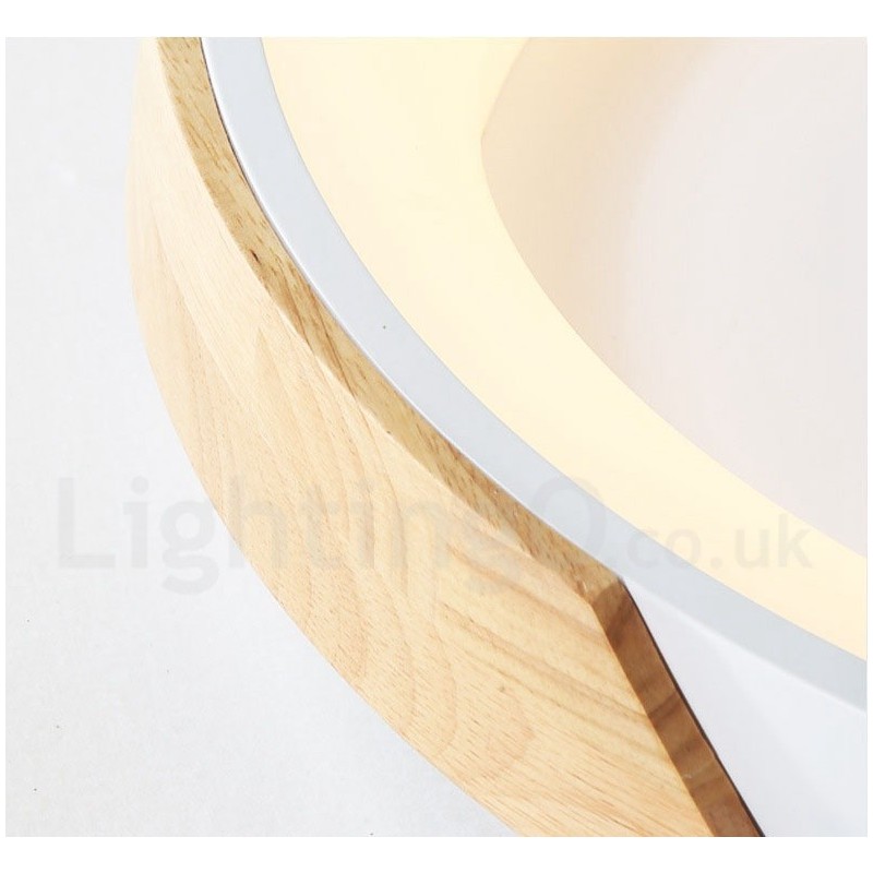 Plafoniera rotonda in legno multicolore dimmerabile con paralume in acrilico stile nordico