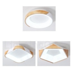 Plafoniera rotonda in legno multicolore dimmerabile con paralume in acrilico stile nordico