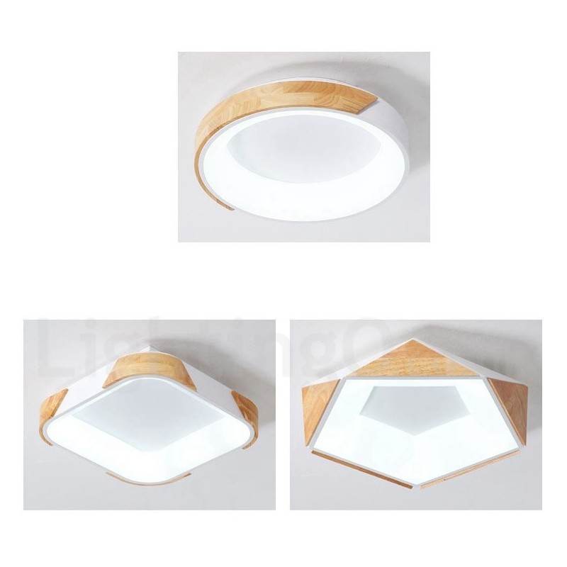 Plafoniera rotonda in legno multicolore dimmerabile con paralume in acrilico stile nordico