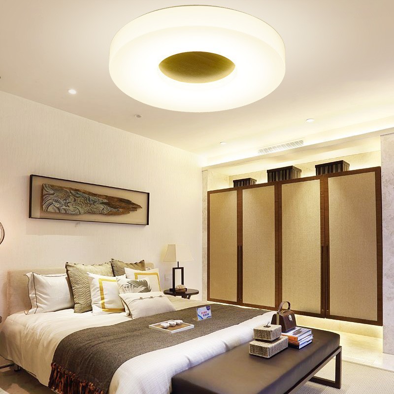 Lampada da soffitto rotonda nordica in legno e acrilico, ultra sottile, dimmerabile