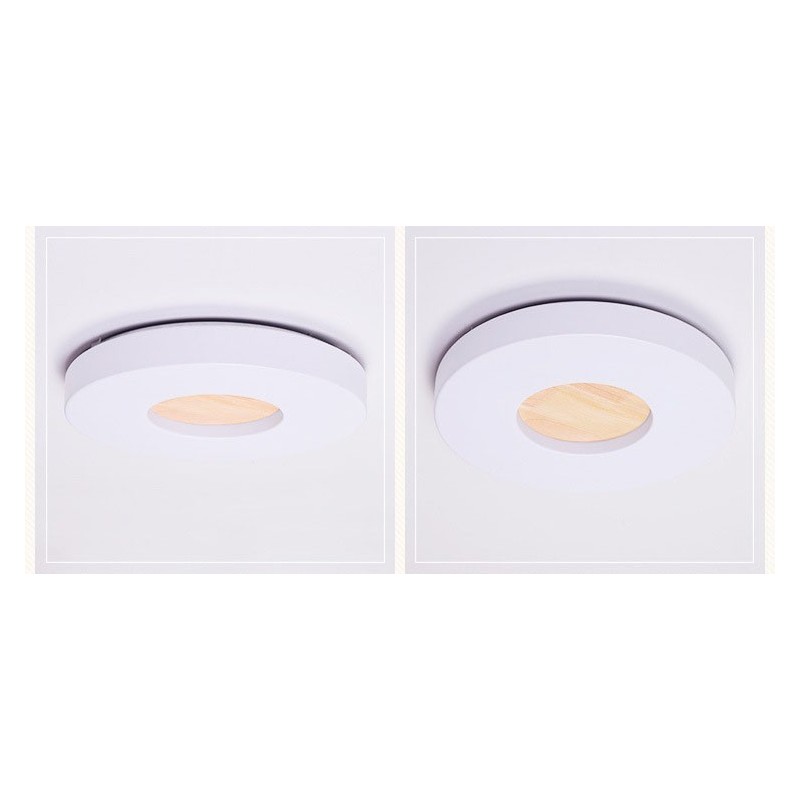 Lampada da soffitto rotonda nordica in legno e acrilico, ultra sottile, dimmerabile