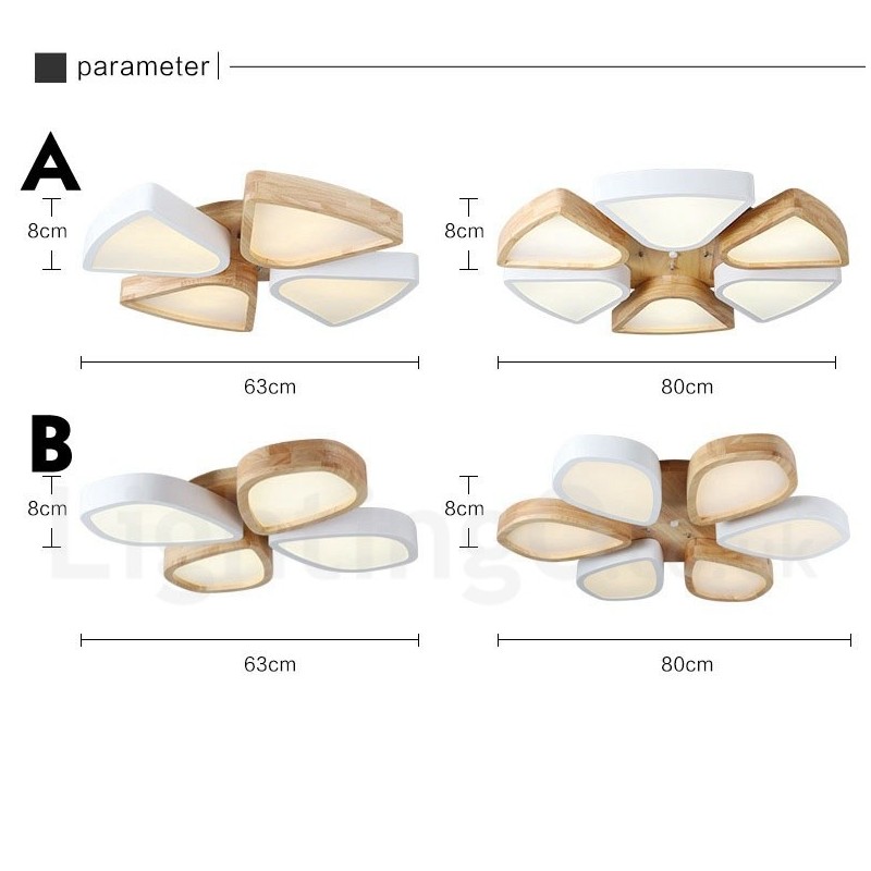 Lampada da soffitto nordica ultra sottile in legno e acrilico dimmerabile 63/80 cm