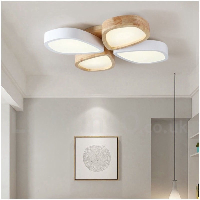 Lampada da soffitto nordica ultra sottile in legno e acrilico dimmerabile 63/80 cm