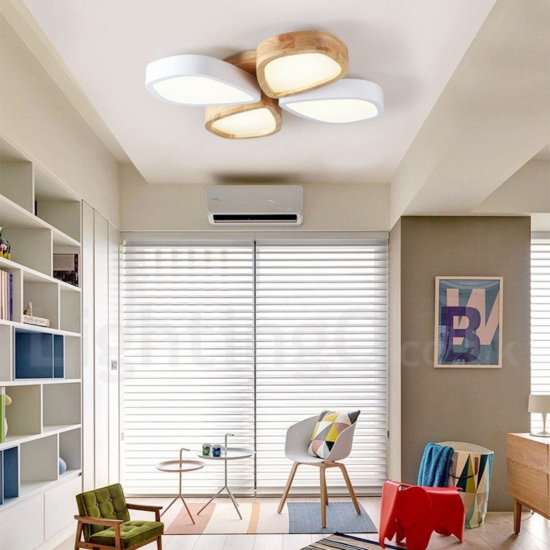 Lampada da soffitto nordica ultra sottile in legno e acrilico dimmerabile 63/80 cm