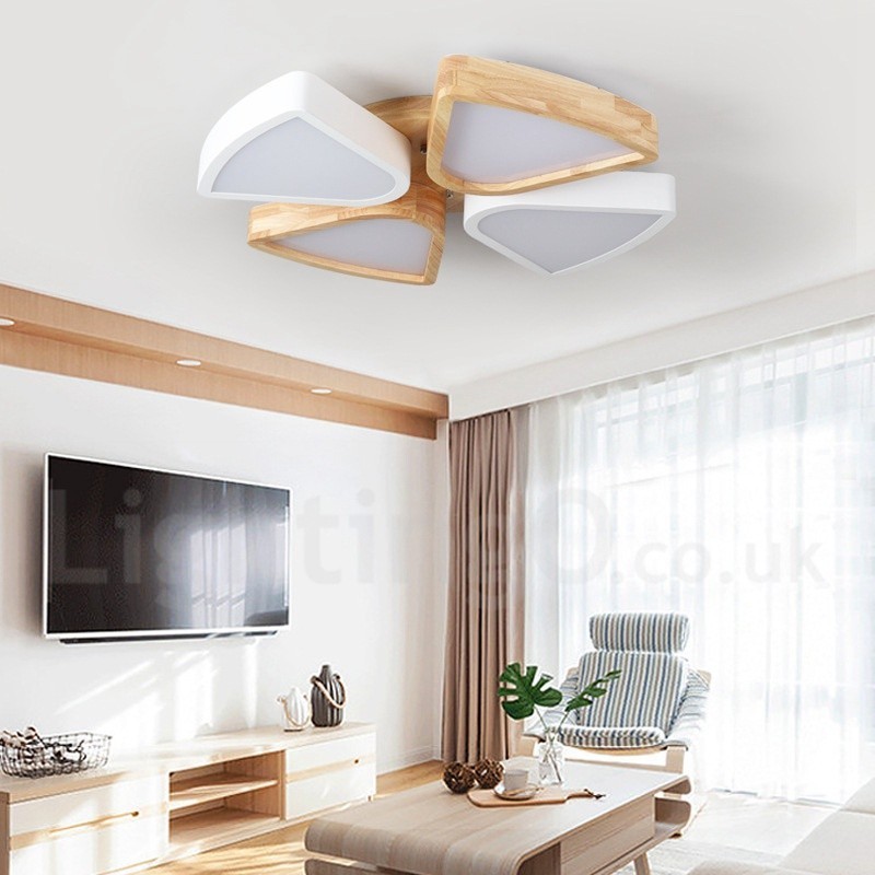 Lampada da soffitto nordica ultra sottile in legno e acrilico dimmerabile 63/80 cm