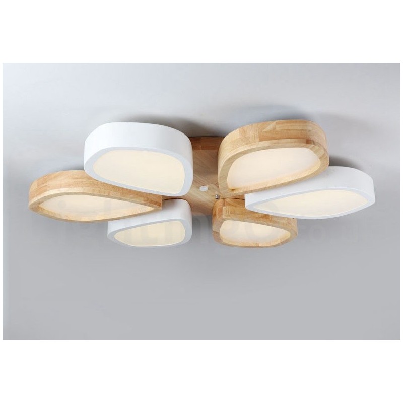 Lampada da soffitto nordica ultra sottile in legno e acrilico dimmerabile 63/80 cm
