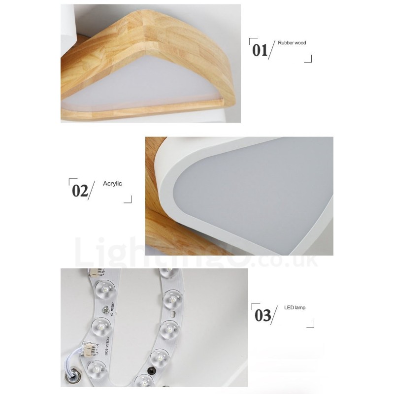 Lampada da soffitto nordica ultra sottile in legno e acrilico dimmerabile 63/80 cm