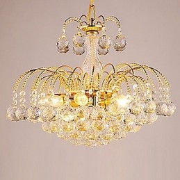 Lampadario europeo a 3 luci con sfere di cristallo