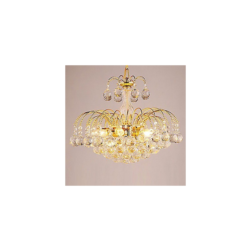 Lampadario europeo a 3 luci con sfere di cristallo