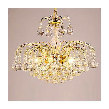 Lampadario europeo a 3 luci con sfere di cristallo