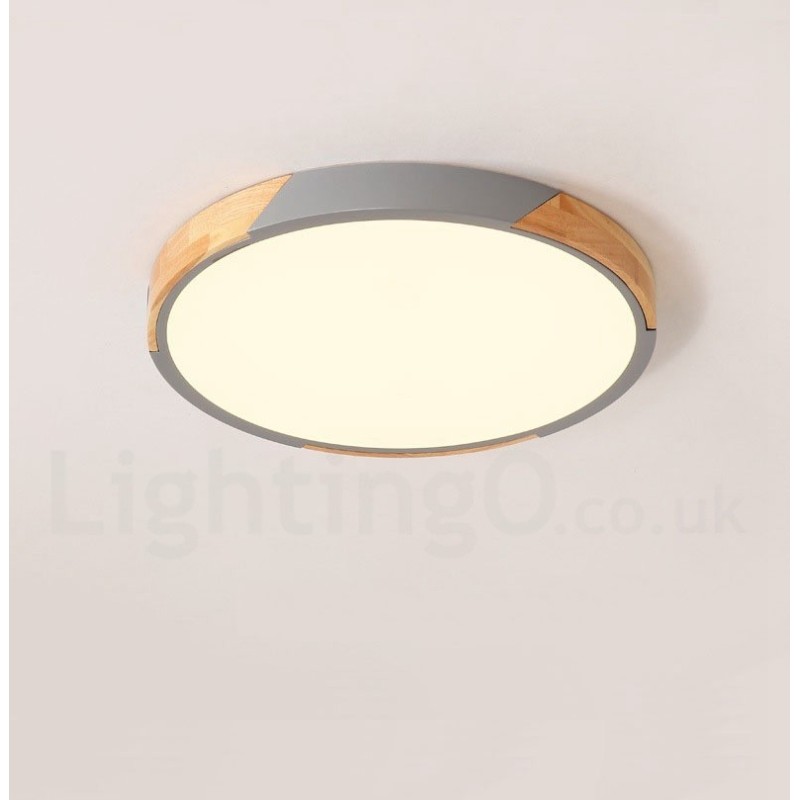 Plafoniera ultrasottile in legno macaron multicolore dimmerabile con paralume in acrilico
