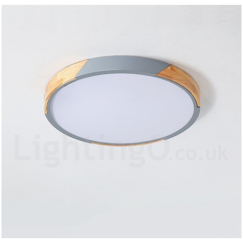 Plafoniera ultrasottile in legno macaron multicolore dimmerabile con paralume in acrilico