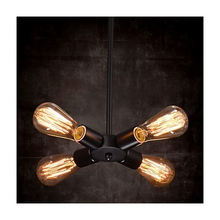 Lampadario a sospensione country 4 luci in ferro battuto