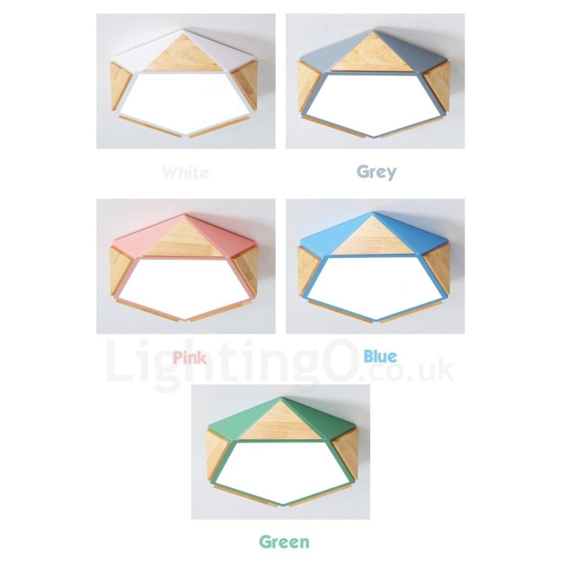 Plafoniera in legno Macaron multicolore dimmerabile con paralume in acrilico