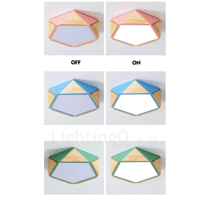 Plafoniera in legno Macaron multicolore dimmerabile con paralume in acrilico