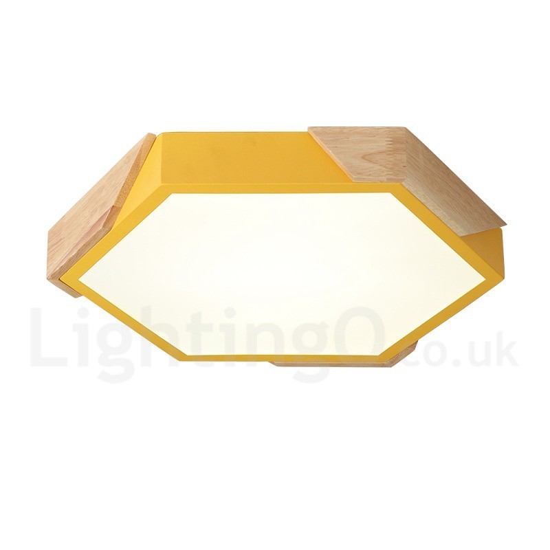 Plafoniera LED ultra sottile Macaron in legno multicolore con paralume in acrilico, dimmerabile