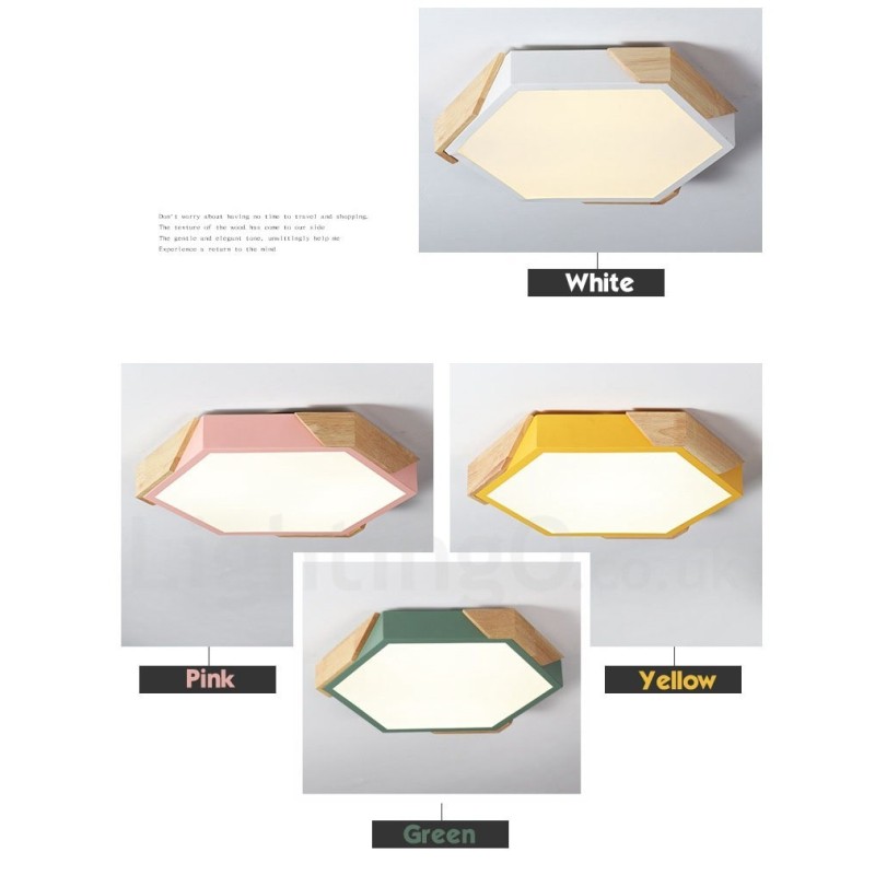 Plafoniera LED ultra sottile Macaron in legno multicolore con paralume in acrilico, dimmerabile