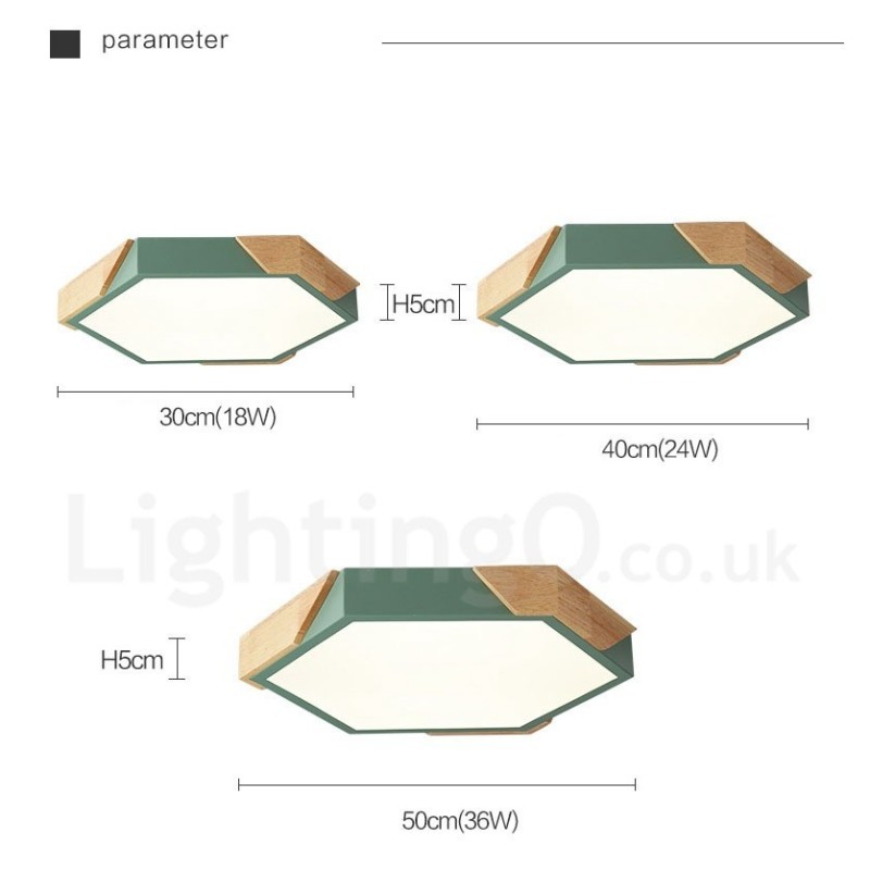 Plafoniera LED ultra sottile Macaron in legno multicolore con paralume in acrilico, dimmerabile