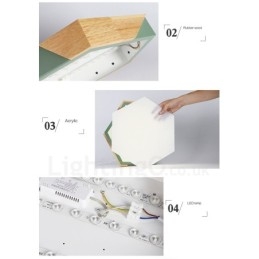 Plafoniera LED ultra sottile Macaron in legno multicolore con paralume in acrilico, dimmerabile