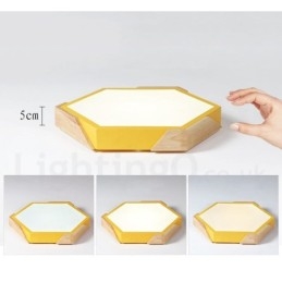 Plafoniera LED ultra sottile Macaron in legno multicolore con paralume in acrilico, dimmerabile