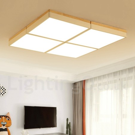 Plafoniera quadrata dimmerabile Macaron ultra sottile in legno e acrilico