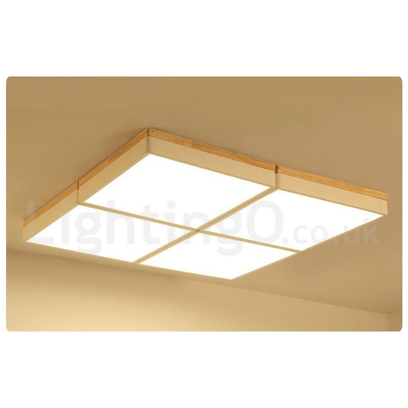 Plafoniera quadrata dimmerabile Macaron ultra sottile in legno e acrilico