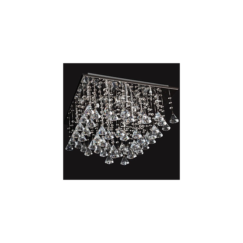 Lampadario classico in metallo cromato e cristallo trasparente 34 cm