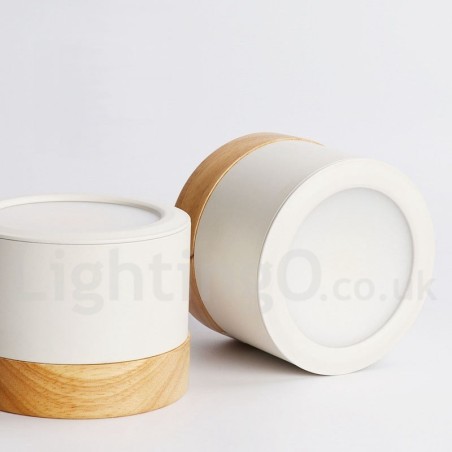 Mini plafoniera in legno e acrilico bianca, LED integrato 5W, uso anche come applique