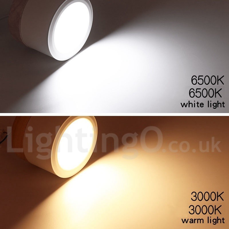 Mini plafoniera in legno e acrilico bianca, LED integrato 5W, uso anche come applique