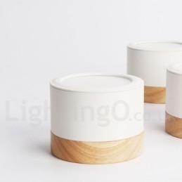 Mini plafoniera in legno e acrilico bianca, LED integrato 5W, uso anche come applique