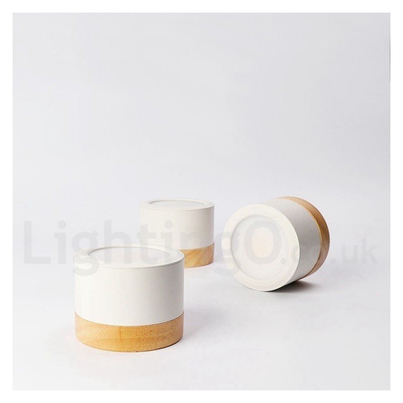 Mini plafoniera in legno e acrilico bianca, LED integrato 5W, uso anche come applique