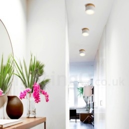 Mini plafoniera in legno e acrilico bianca, LED integrato 5W, uso anche come applique