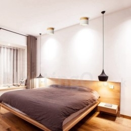 Mini plafoniera in legno e acrilico bianca, LED integrato 5W, uso anche come applique