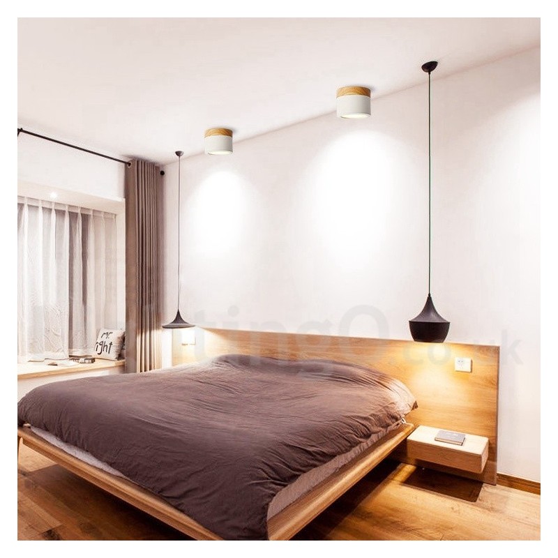 Mini plafoniera in legno e acrilico bianca, LED integrato 5W, uso anche come applique