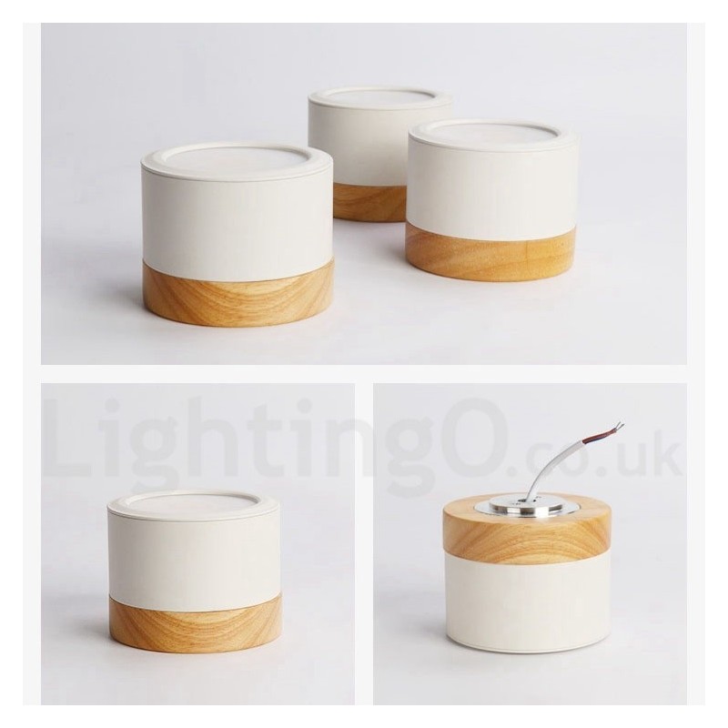 Mini plafoniera in legno e acrilico bianca, LED integrato 5W, uso anche come applique