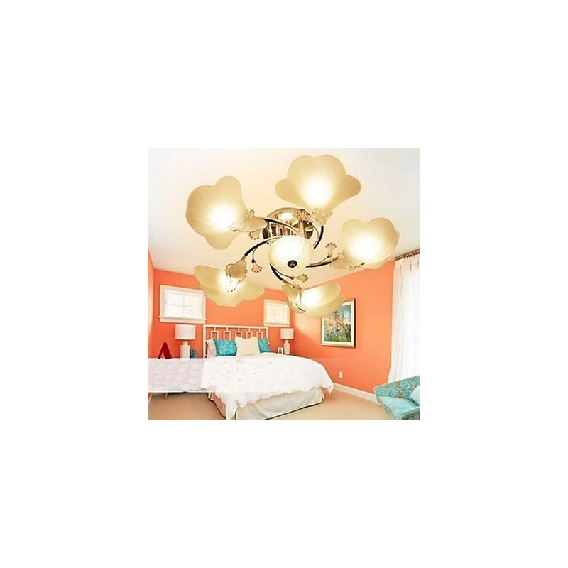 Lampadario da soffitto in vetro bianco con 3 luci, finitura argento