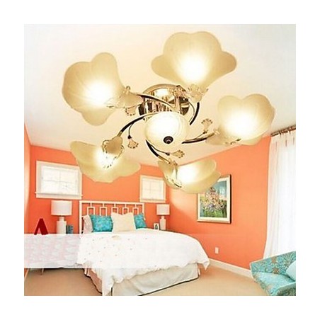 Lampadario da soffitto in vetro bianco con 3 luci, finitura argento