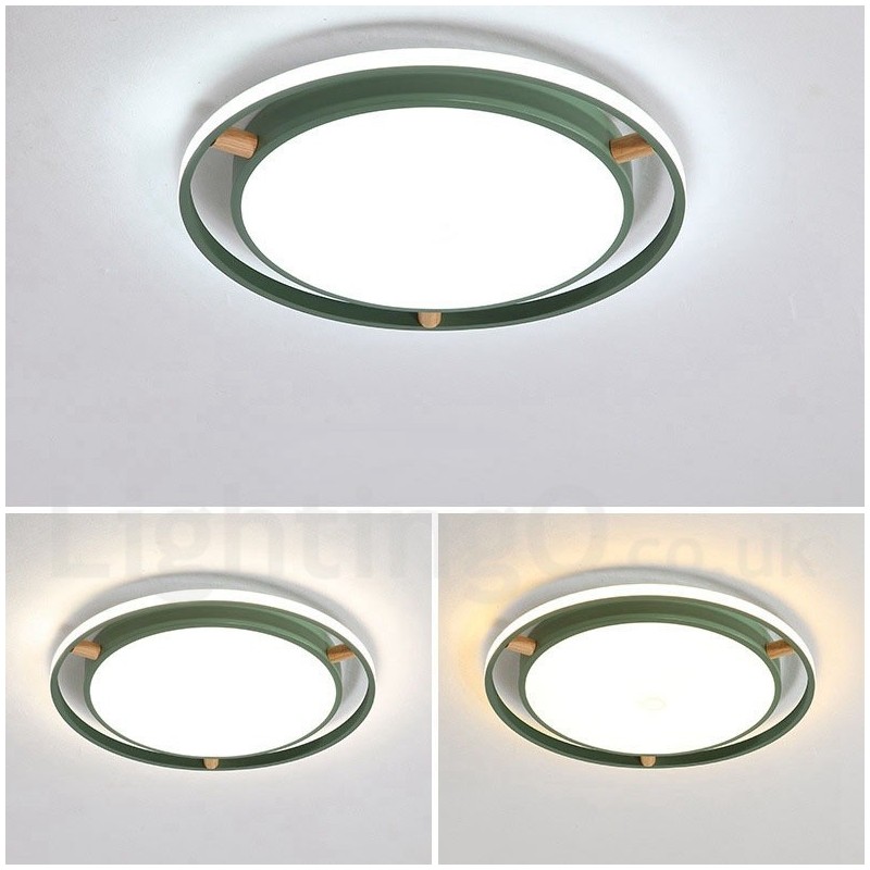 Plafoniera rotonda multicolore Macaron ultra sottile in legno e acrilico dimmerabile