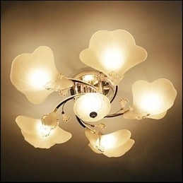 Lampadario da soffitto in vetro bianco con 3 luci, finitura argento