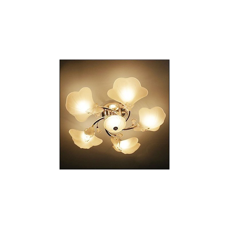 Lampadario da soffitto in vetro bianco con 3 luci, finitura argento
