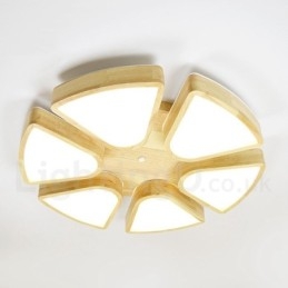 Plafoniera LED in legno a forma di petalo con paralume in acrilico, stile nordico
