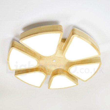 Plafoniera LED in legno a forma di petalo con paralume in acrilico, stile nordico