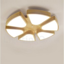 Plafoniera LED in legno a forma di petalo con paralume in acrilico, stile nordico