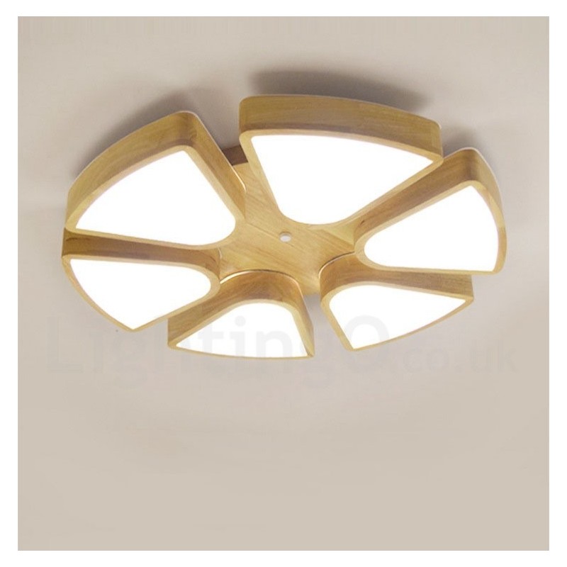 Plafoniera LED in legno a forma di petalo con paralume in acrilico, stile nordico