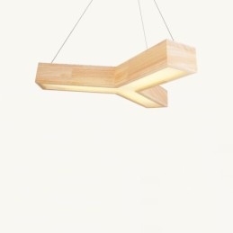 Lampada a sospensione triangolare in legno e acrilico, cavo regolabile 1,2 m