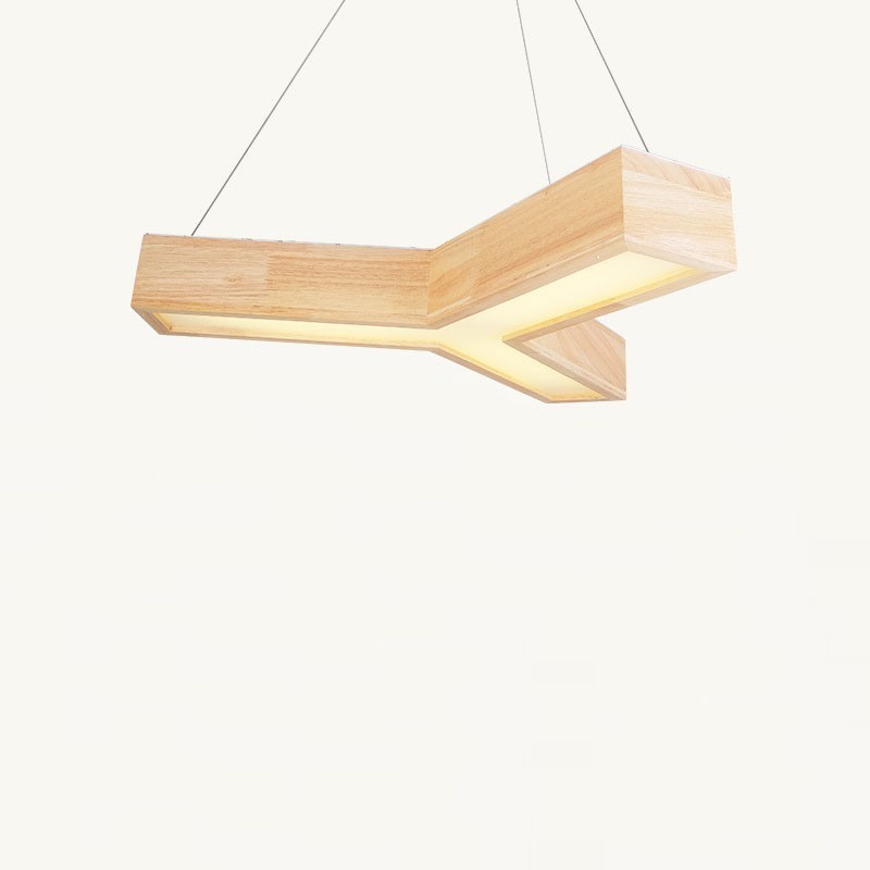 Lampada a sospensione triangolare in legno e acrilico, cavo regolabile 1,2 m